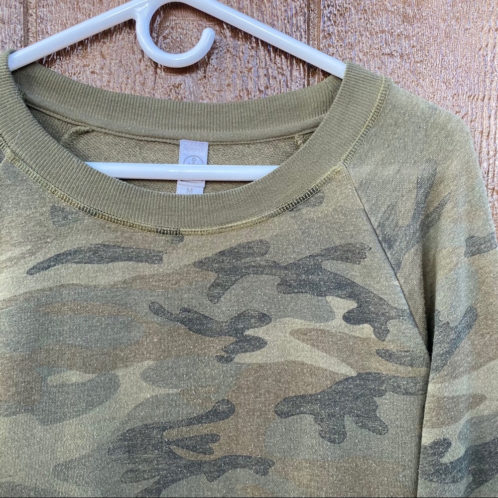 Alternative Apparel Lazy Day Green Camo Pullover Sweatshirt M - Picture 14 of 14